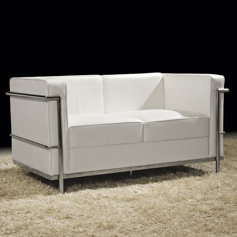 SOFÁ 2 PLAZAS EN PIEL BLANCA MOD. COR DyD Muebles